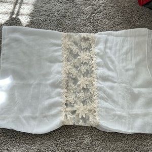 LOFT Cream with Beige Lace Embroidery Infinite Scarf
